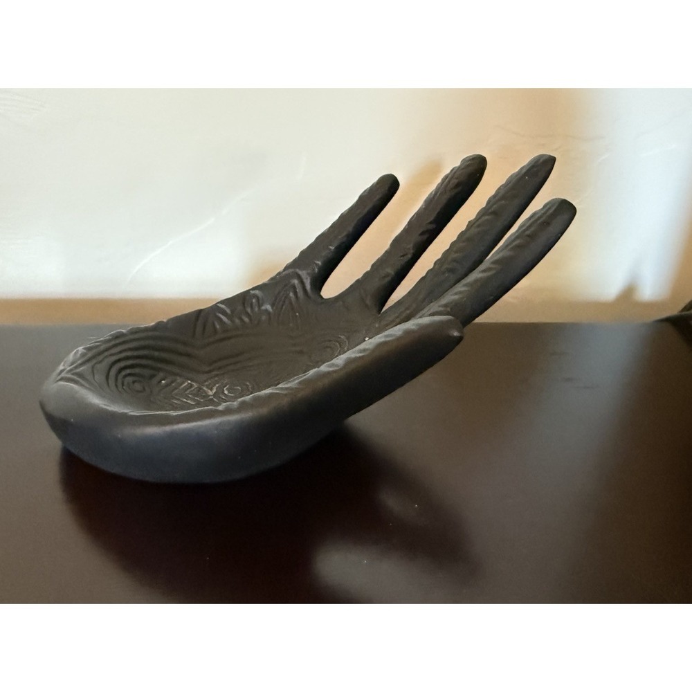 BLACK MATTE HAMSA/ FATIMA EYE OF GOD HAND TRAY/Cast Iron/RARE/BEAUTIFUL